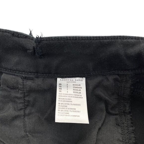 American Eagle Black Distressed Waistline Jegging Skinny Stretch Jeans Size 2 - Picture 8 of 10